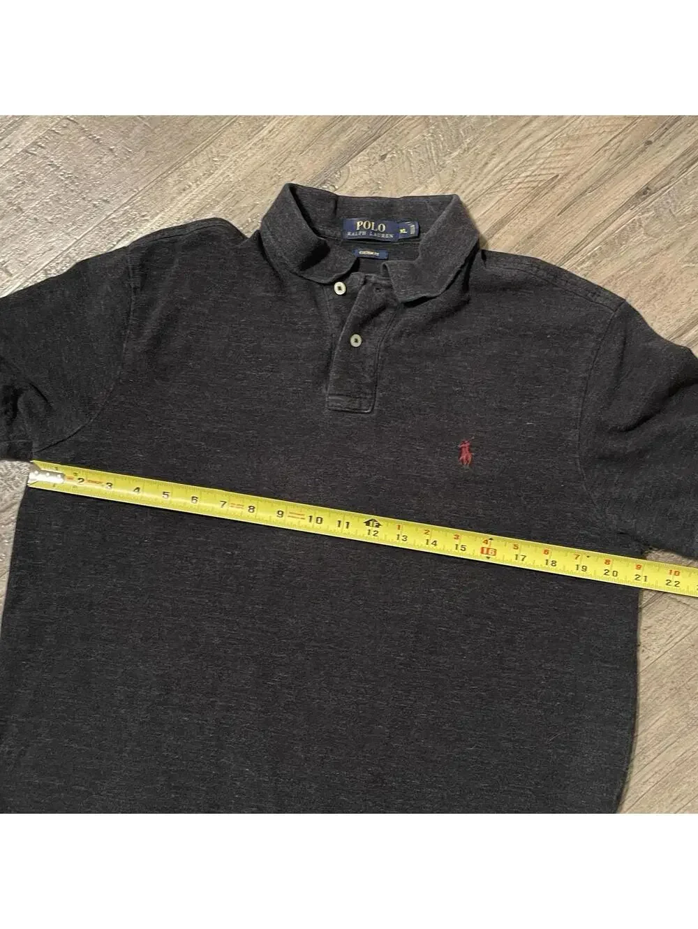 Polo Ralph Lauren Polo Shirt Gray Burgundy Pony 100% Cotton Heavyweight Mens XL